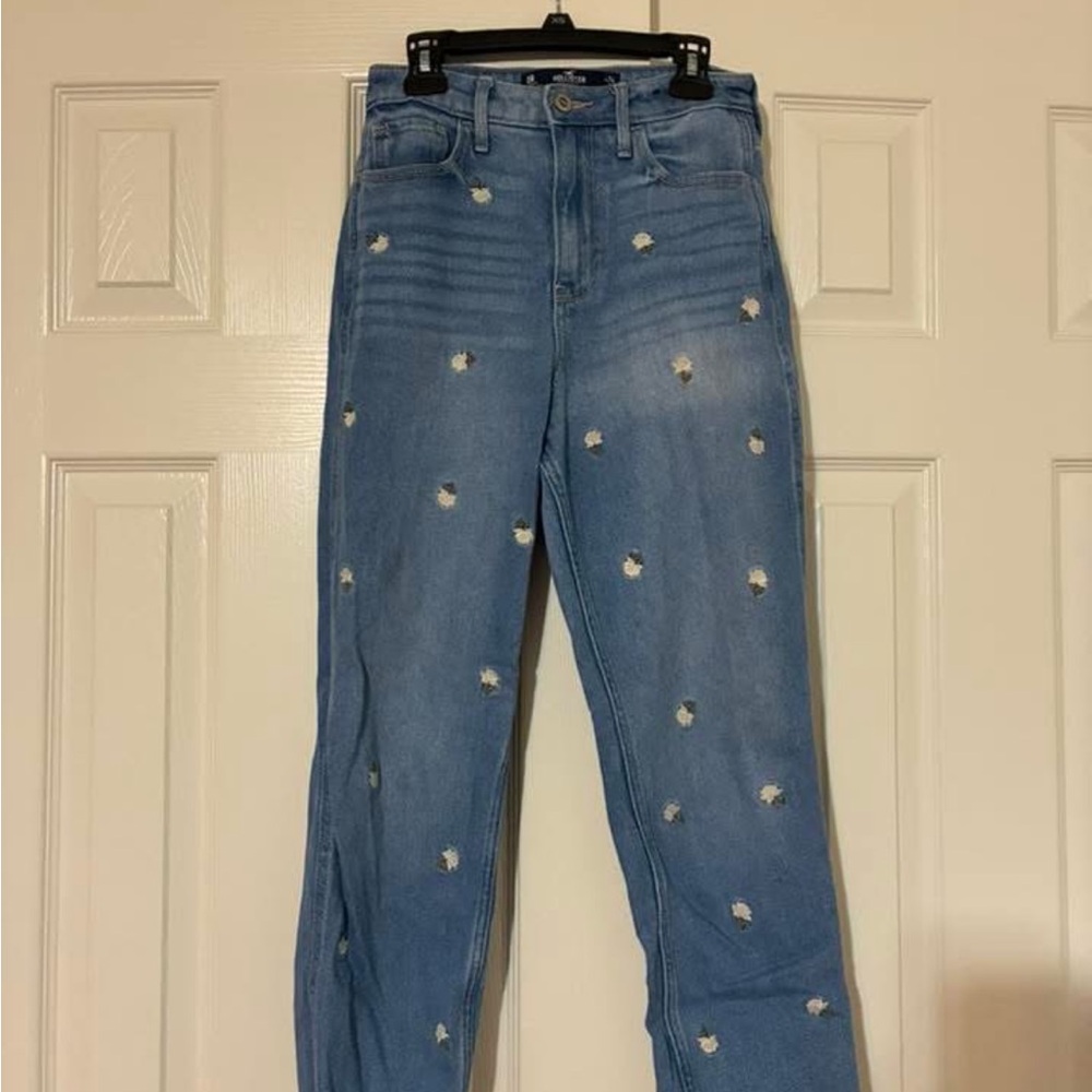 Hollister Light Blue High-Rise Distressed Jeans